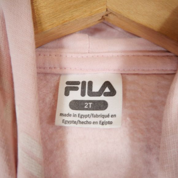 Fila Kids Pastel Pink Hoodie with Fila Logo in Blue & White Graphic Size 2T - Picture 12 of 14